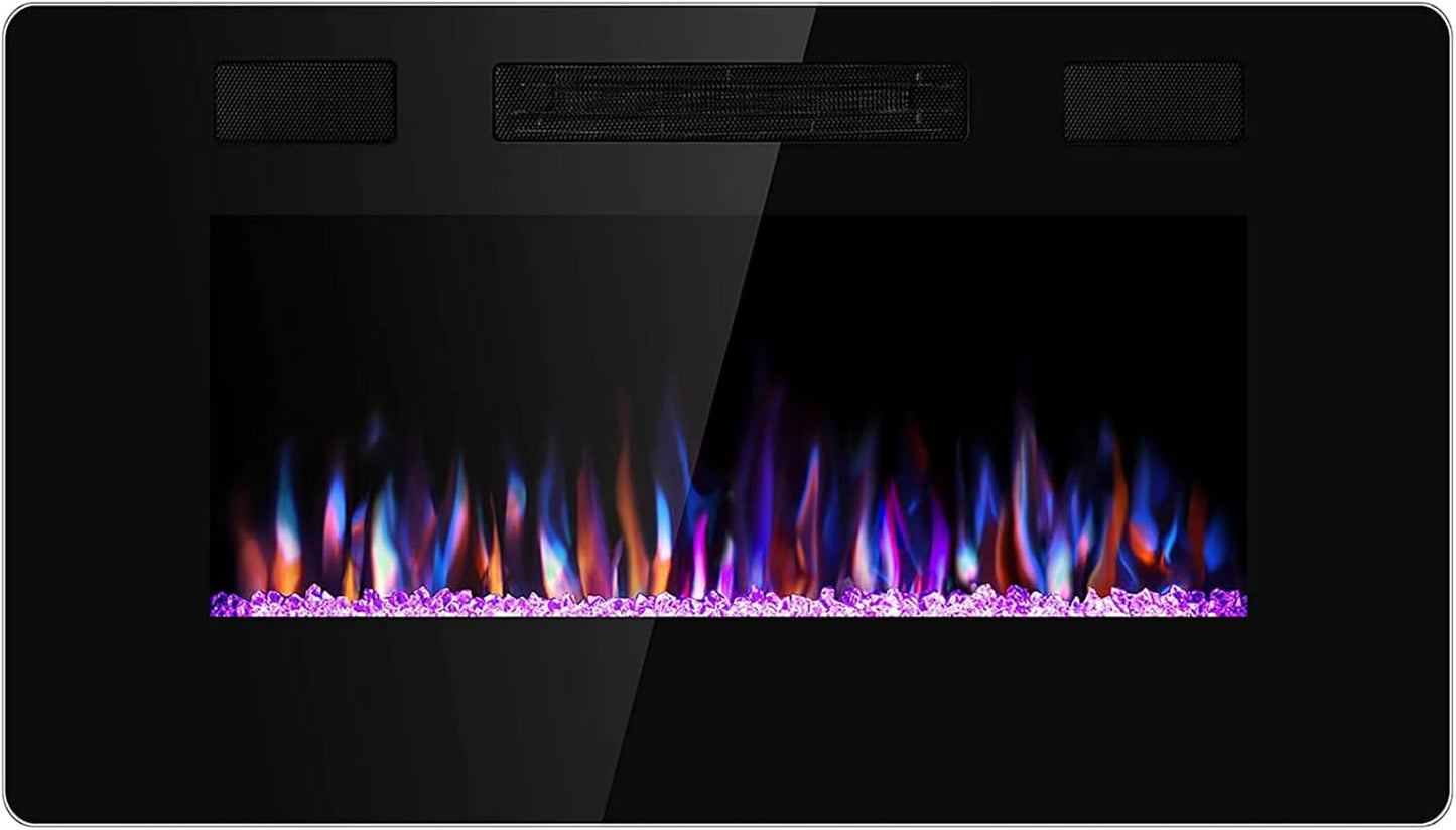 30 Inch Electric Fireplace with Multicolor Flame and Timer Control