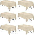 Beige Tablecloths for 6 ft Rectangle Tables 60 x 102 in - 6 Pack