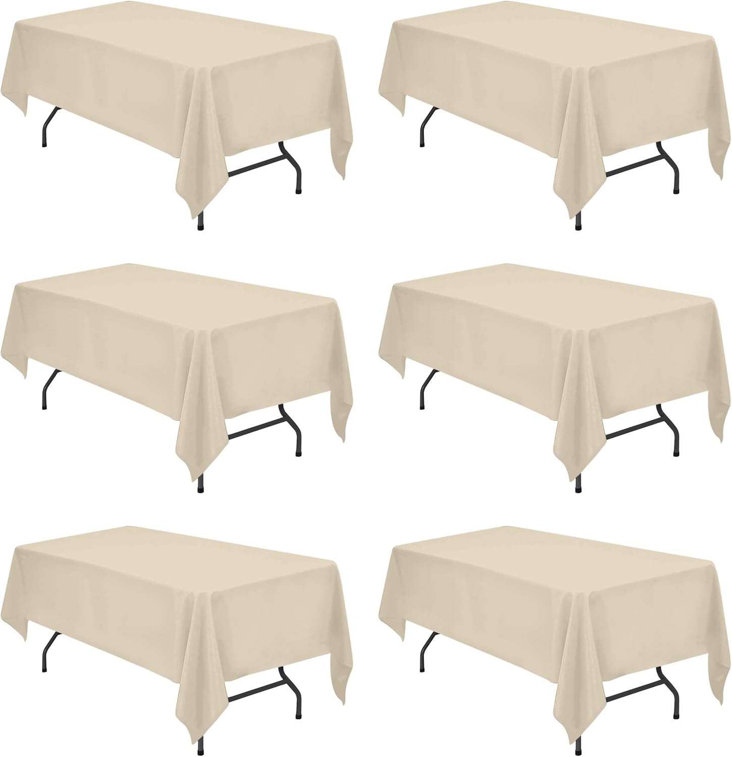 Premium 6 Pack Beige Tablecloths for 6 Foot Rectangle Tables