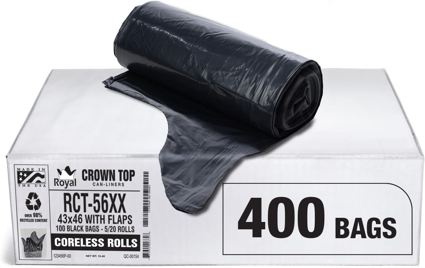 RCT 56 Gal Black Trash Bags - Tough, Eco-Friendly, Cost-Effective