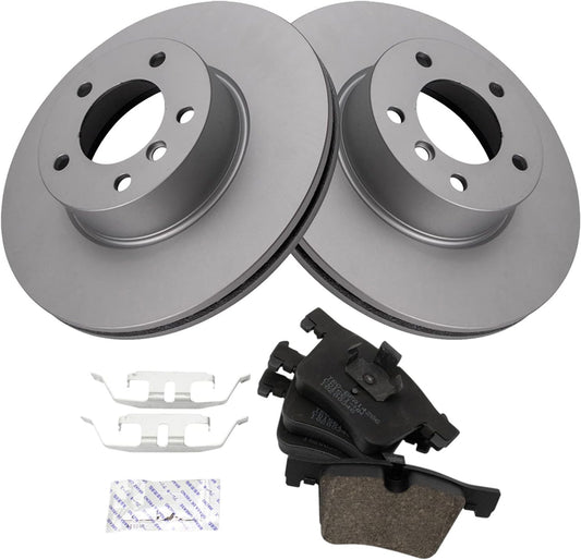 TRQ Front Ceramic Disc Brake Pad & Rotor Kit for BMW Vehicles