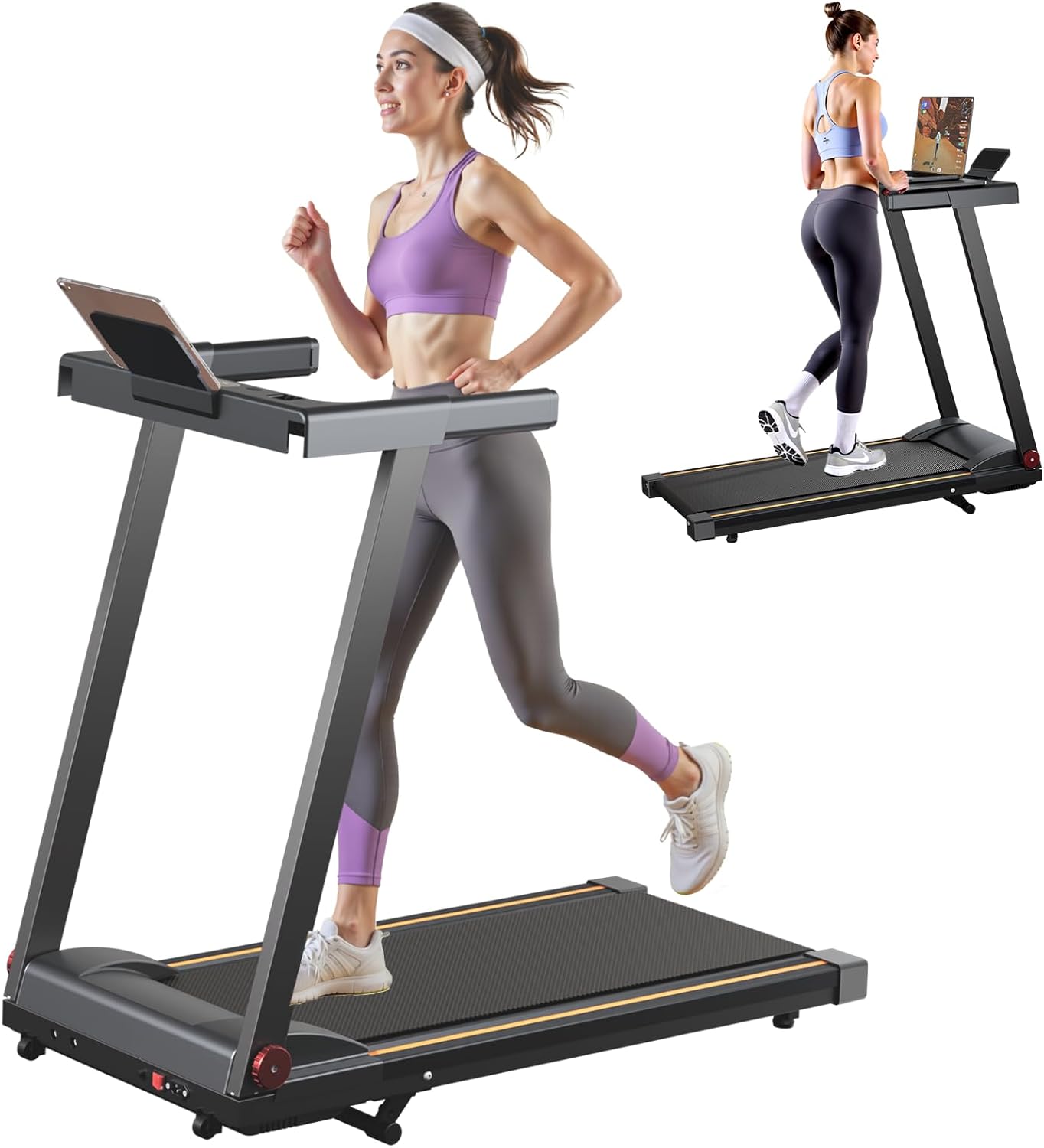 4-in-1 Foldable Treadmill for Home with Incline and Handles