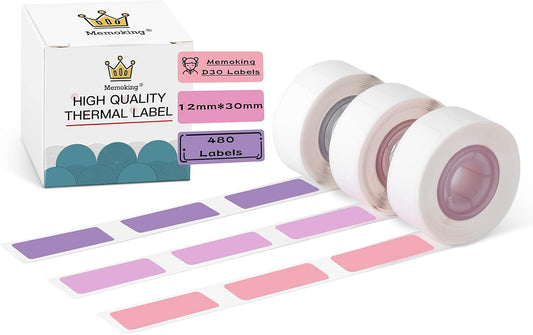 Waterproof 12x30mm D30 Label Maker Tape - 3 Rolls