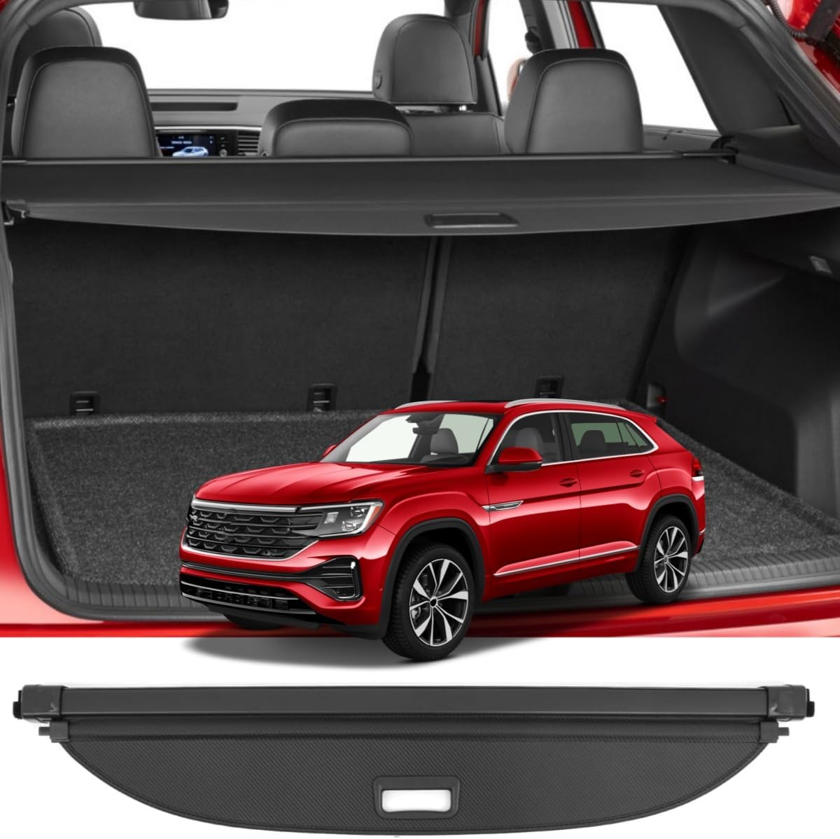 Black Retractable Cargo Cover for Volkswagen Atlas Cross Sport