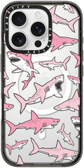 CASETiFY Impact iPhone 16 Pro Case - Pink Sharks Clear Black
