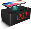 ANJANK Wooden Digital Alarm Clock FM Radio with Wireless Charger