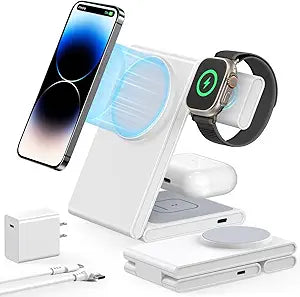 Houflody 3 in 1 Foldable Magnetic Wireless Charging Station