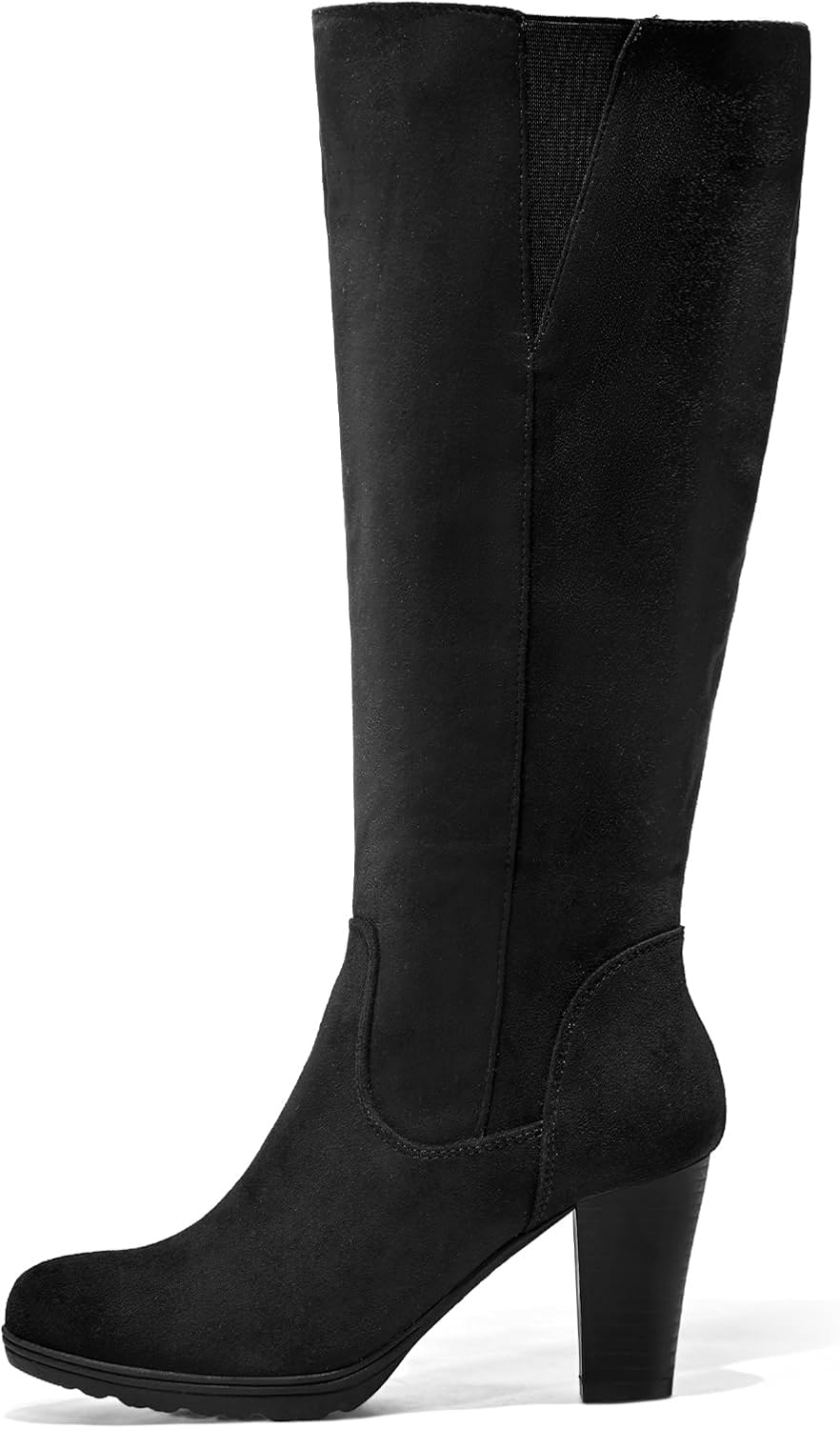 Stylish Knee High Boots with Chunky Heel and Zipper Feature