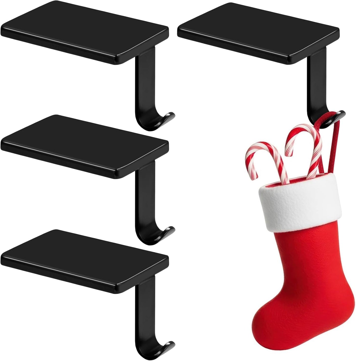 Elegant Christmas Stocking Holders for Mantle Set of 6 Hooks