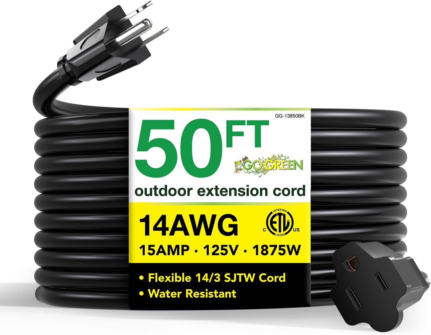 Go Green Power 14/3 50ft Heavy Duty Outdoor Extension Cord