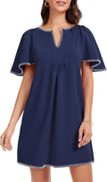 Women's Summer Flutter Sleeve A-Line Mini Dress - Casual V Neck