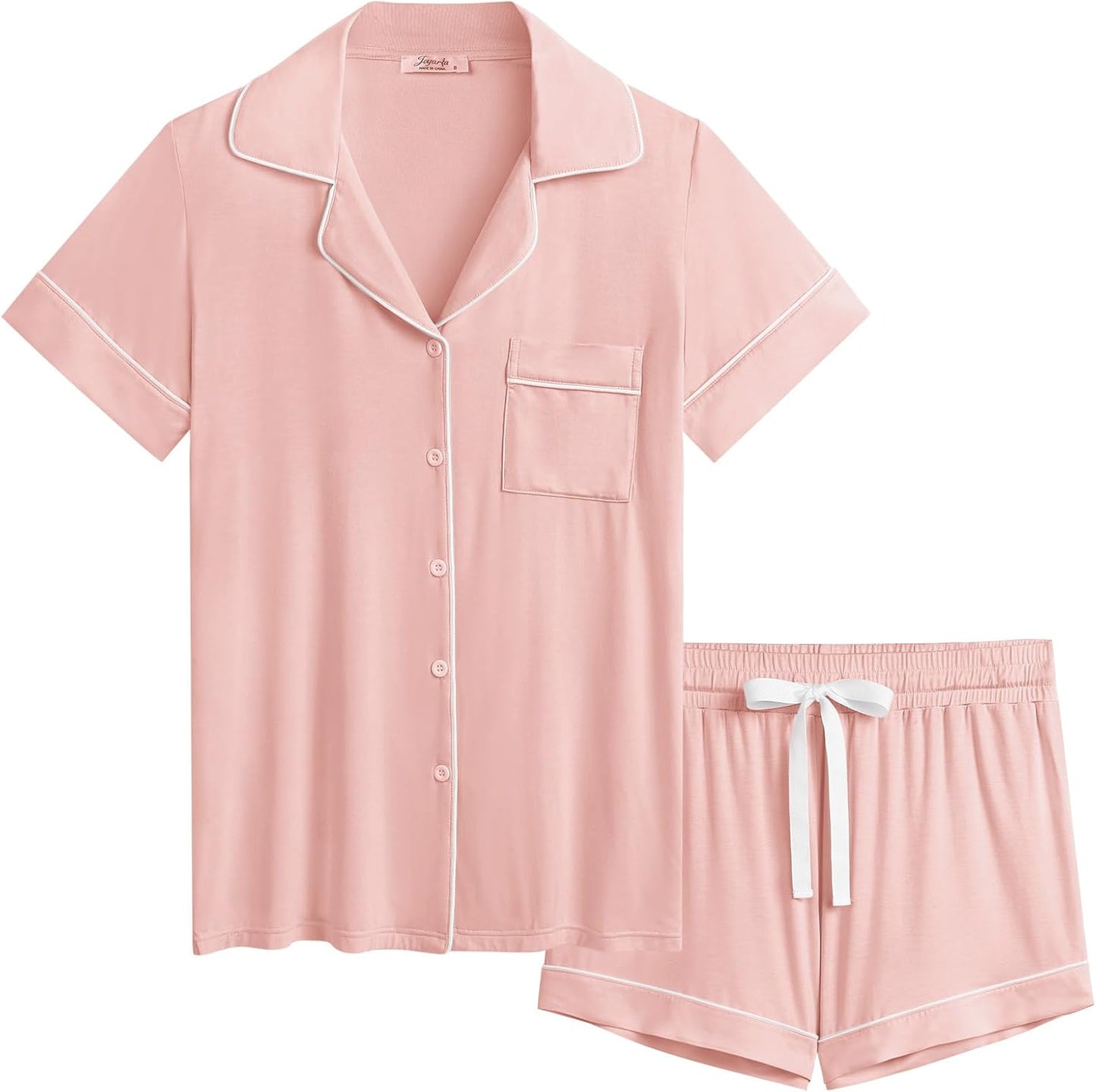 Cherrydew Women Bamboo Viscose Pajama Shorts Set for Summer Comfort