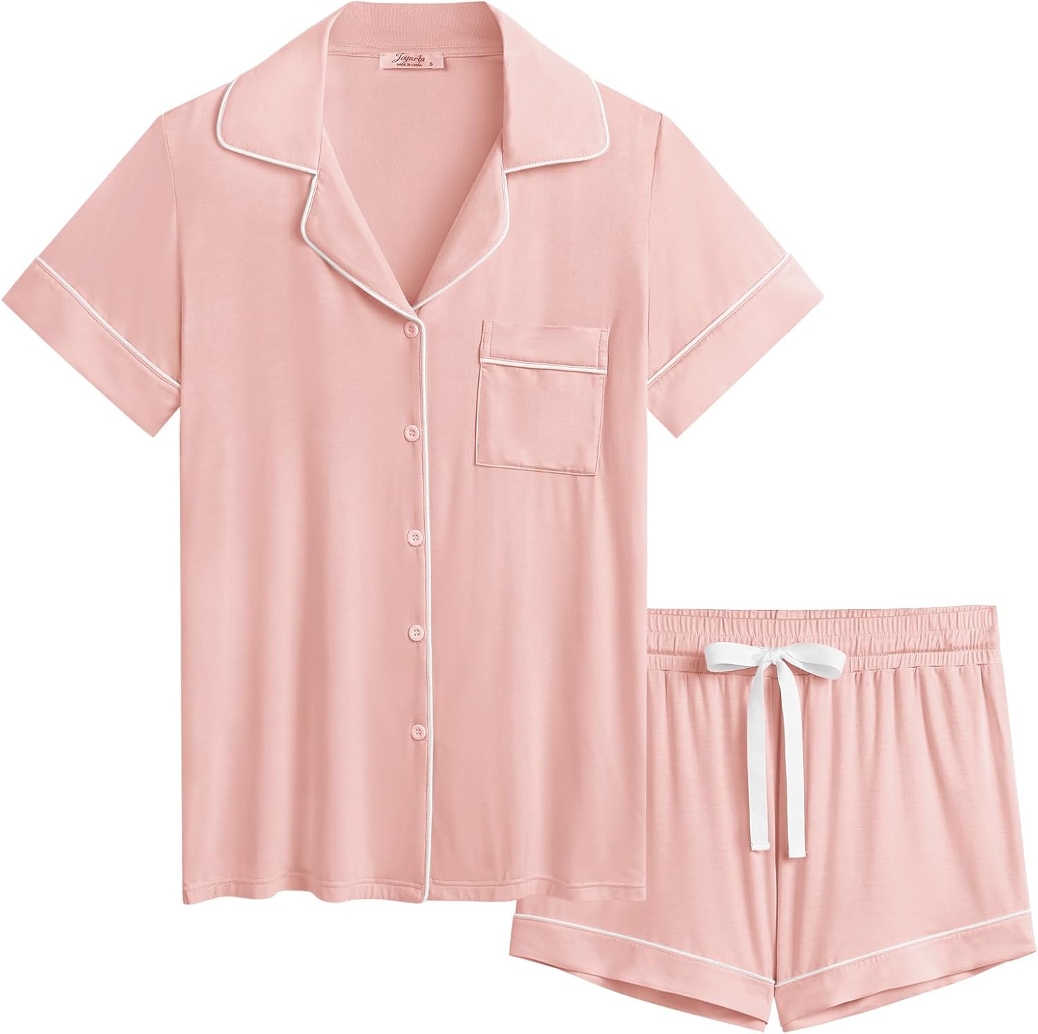Cherrydew Women Bamboo Viscose Pajama Shorts Set for Summer Comfort