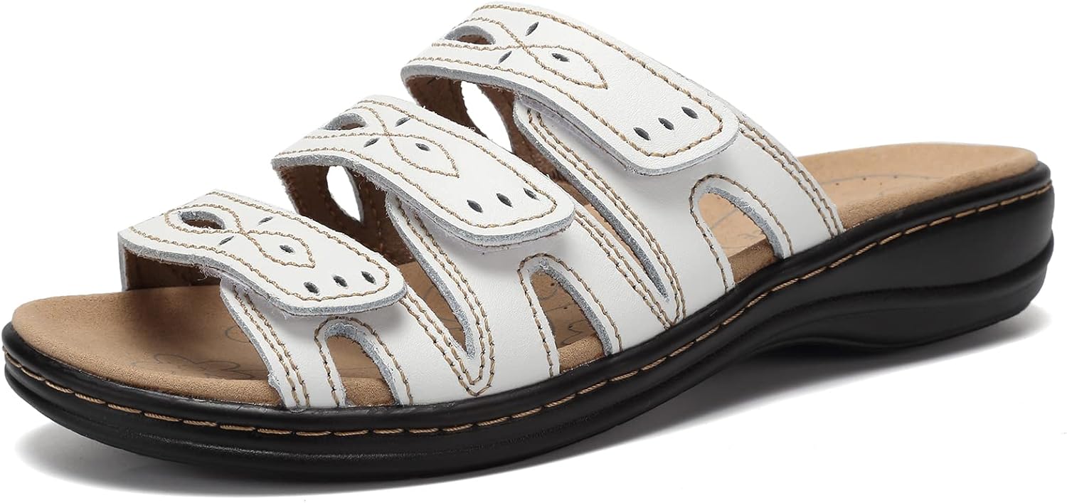CIOR Women's Classic Leather Sandals with Arch Support and Comfort
