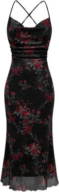 SOLY HUX Women's Floral Mesh Bodycon Cami Dress - Flattering