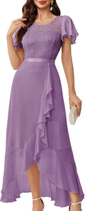 Cocktail Lace Prom Dress with Slit for Wedding Guests - Elegant Long