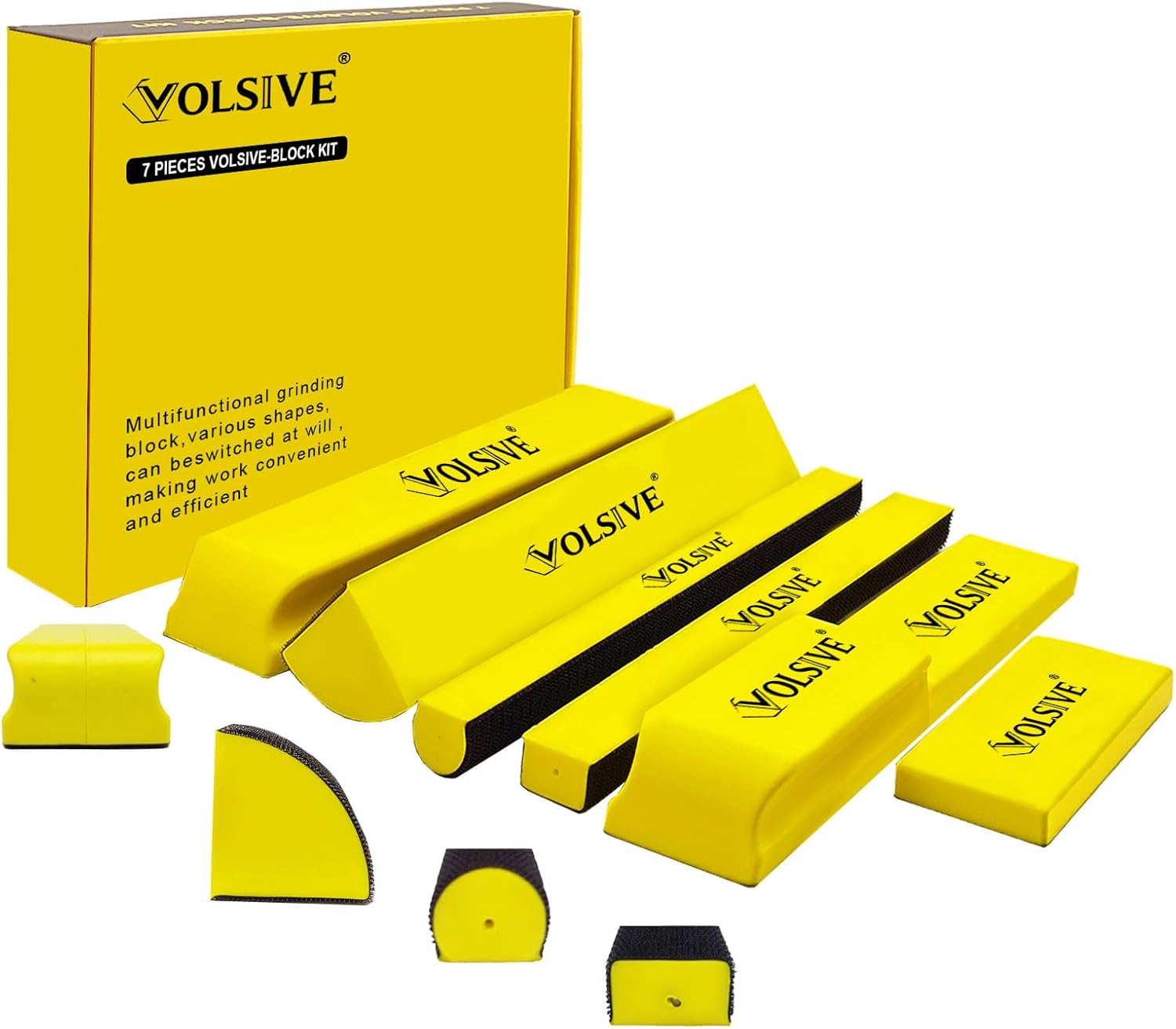 VOLSIVE 7pcs Hand Sanding Block Set for Auto Body and Paint