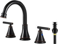 Fransiton Bathroom Sink Faucet 3 Hole 8 in Widespread - Durable Oil