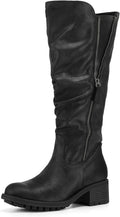 mysoft Women's Knee High Boots Side Zipper Lug Sole (Style 3PJP)