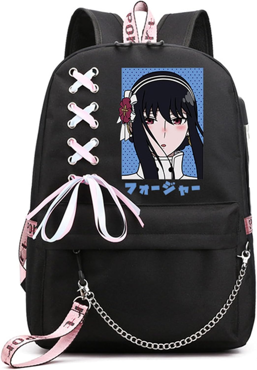 ISaikoy Anime Anya Forger Backpack with USB Port for School