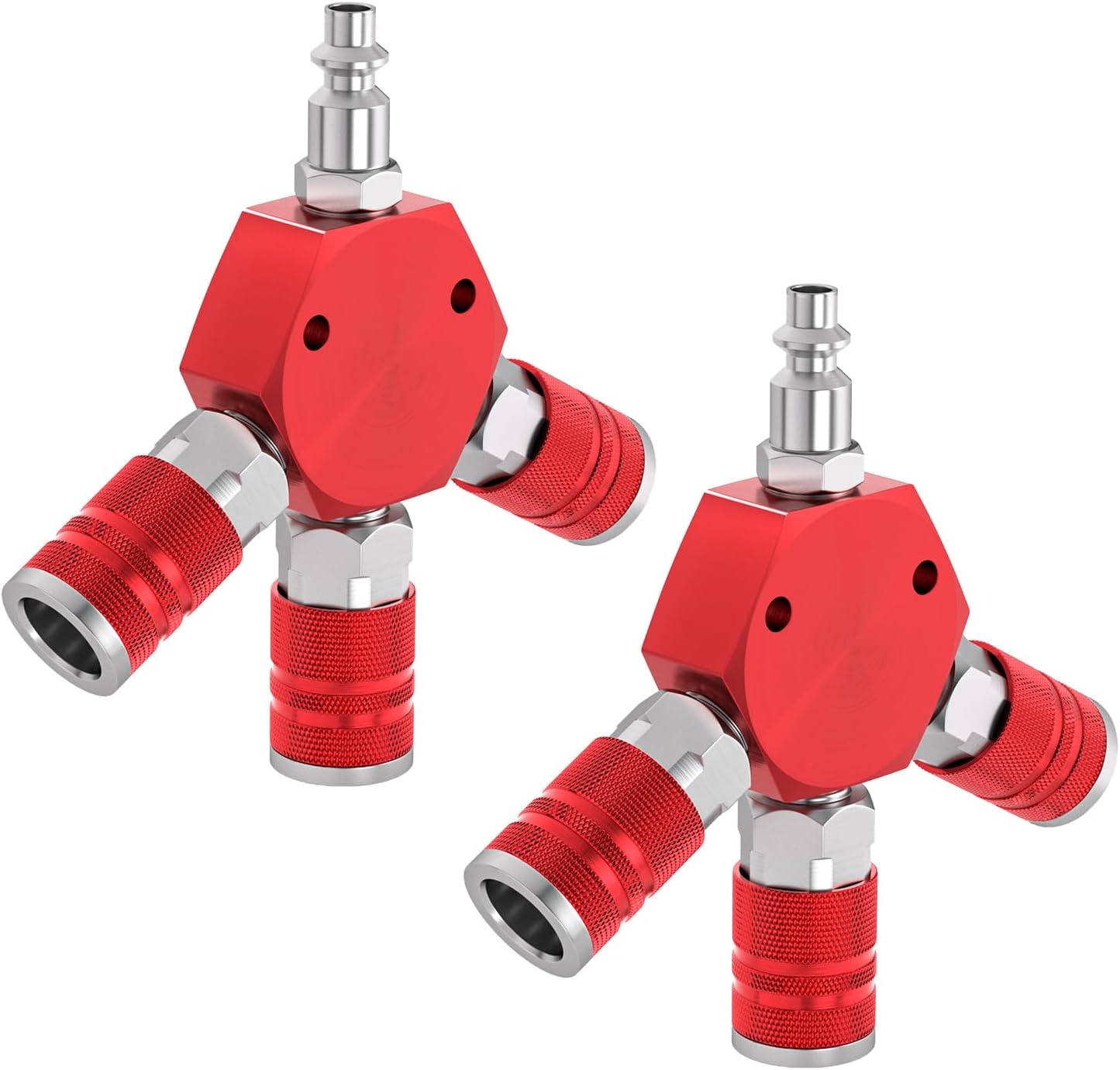 Efficient Air Splitter Set with Steel Couplers - GASHER 3-Way Manifold (2-Pack)