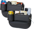 Car Seat Gap Filler Organizer 2 Pack - Seat Storage with Cup Holders