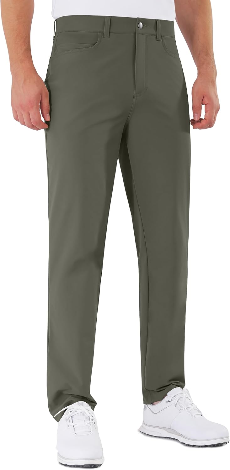 Mens Golf Pants Stretch 5 Pocket Classic Fit Quick Dry Trousers