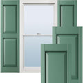 Lifetime Vinyl Raised Panel Shutters 12 in x 63 in - Forest Green