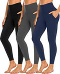 NEW YOUNG 3 Pack Leggings with Pockets - High Waisted Tummy Control