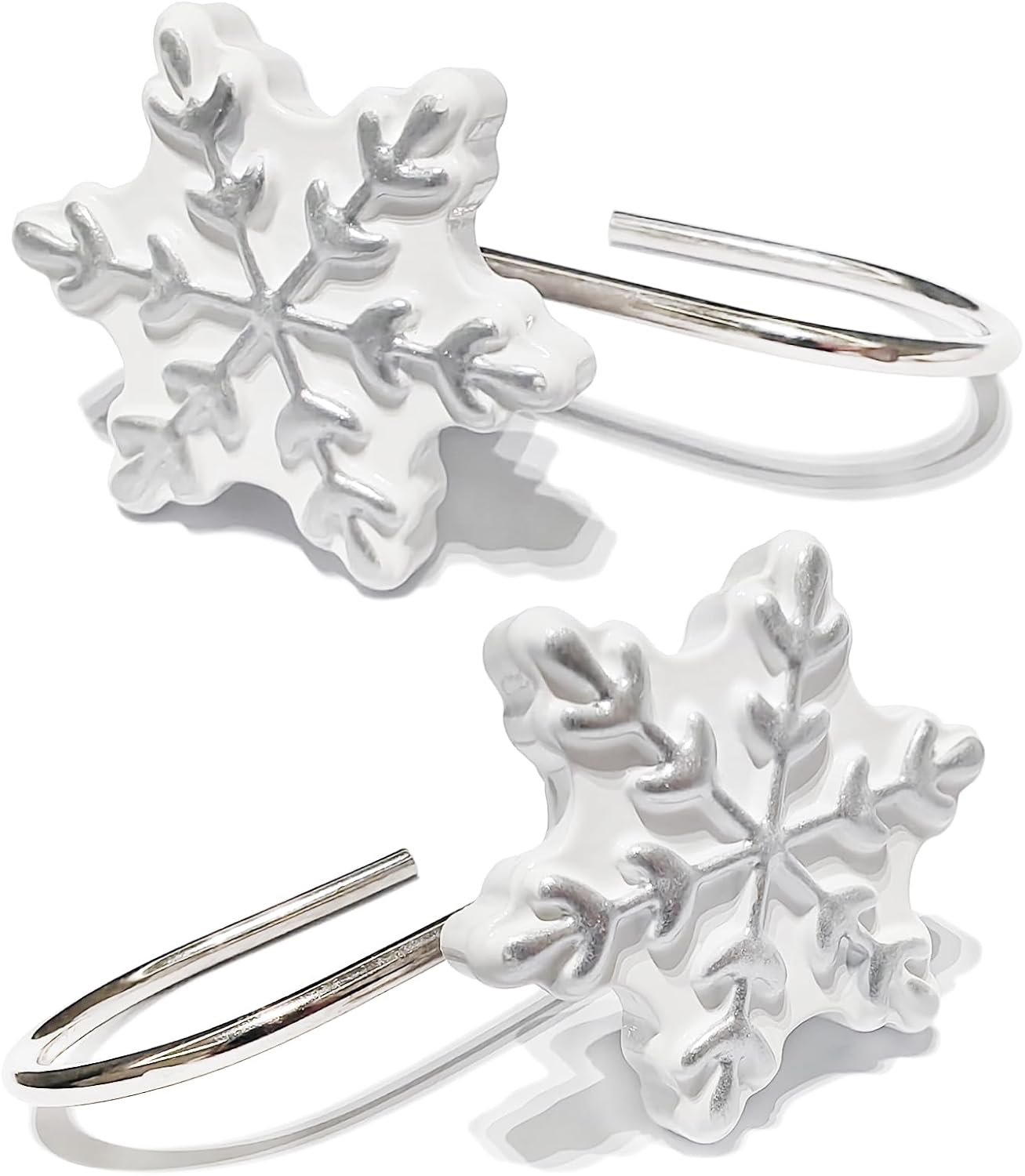 Silver Snowflake Shower Hooks Set of 12