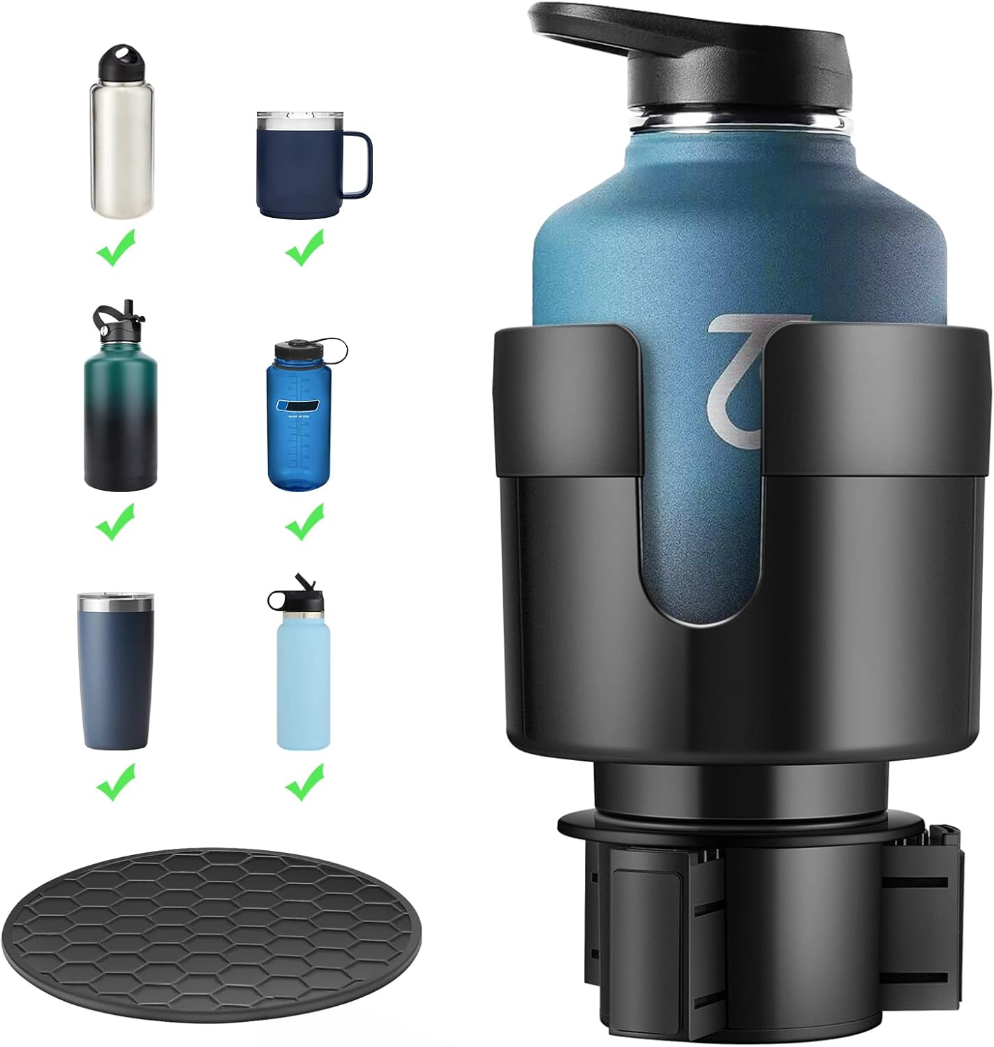 TYKOR Car Cup Holder Extender - Fits Various Large Bottles!