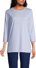 Supima Cotton 3/4 Sleeve Crewneck Tunic - Relaxed Fit Comfort