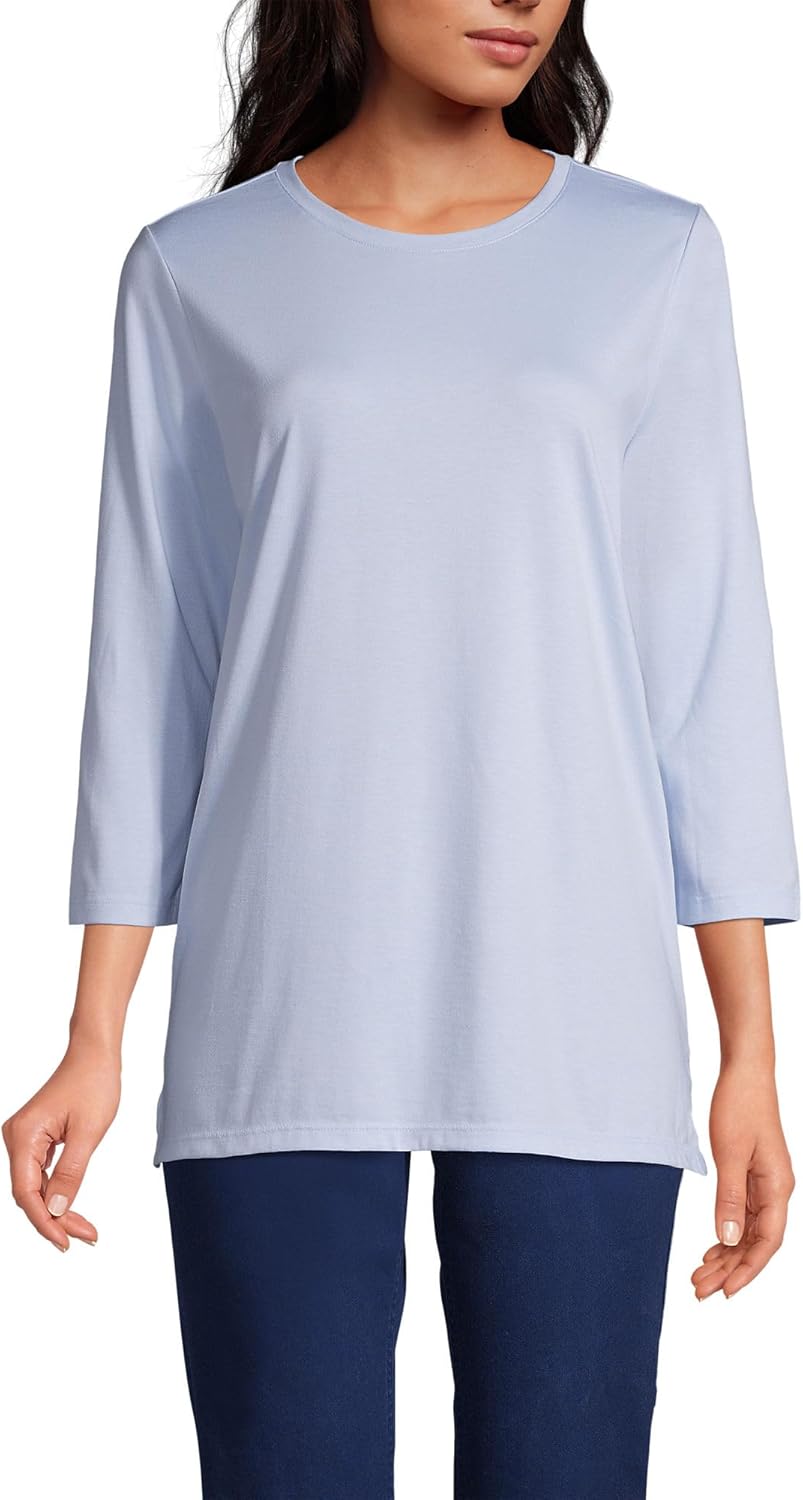 Lands' End Women's 3/4 Sleeve Supima Cotton Crewneck Tunic Review