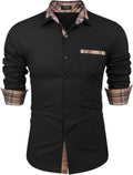COOFANDY Men's Long Sleeve Dress Shirt with Plaid Collar Style
