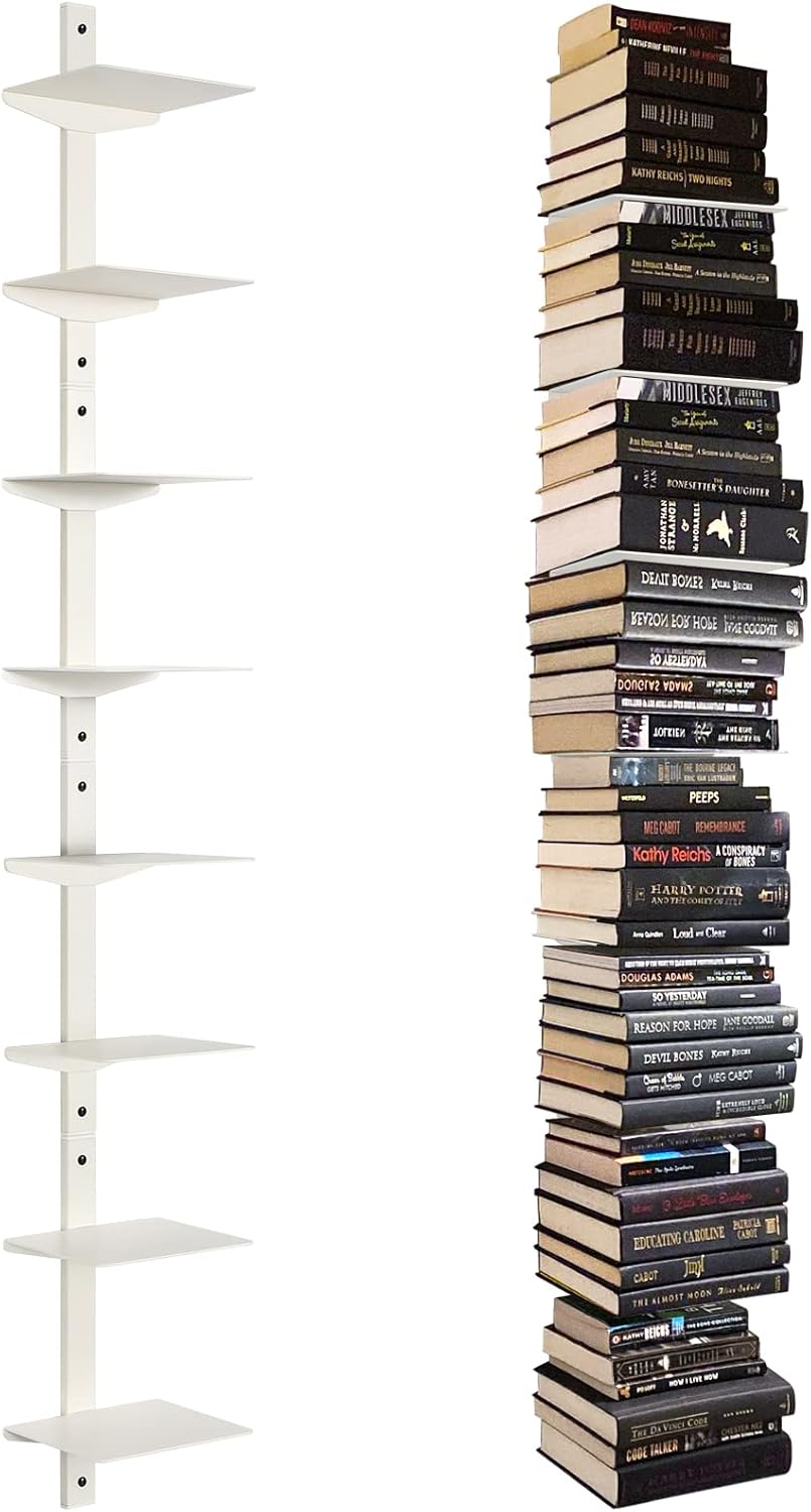 Floating Book Shelves for Wall - 8 Tier Invisible Design