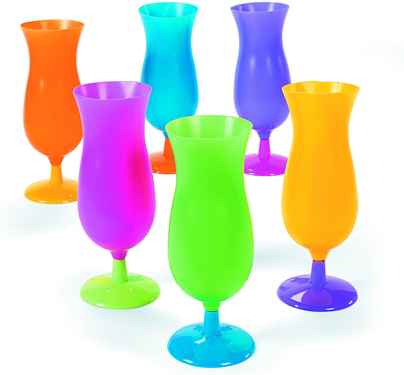 Neon Reusable Plastic Hurricane Glasses - Mix & Match Stems for Every Celebration!