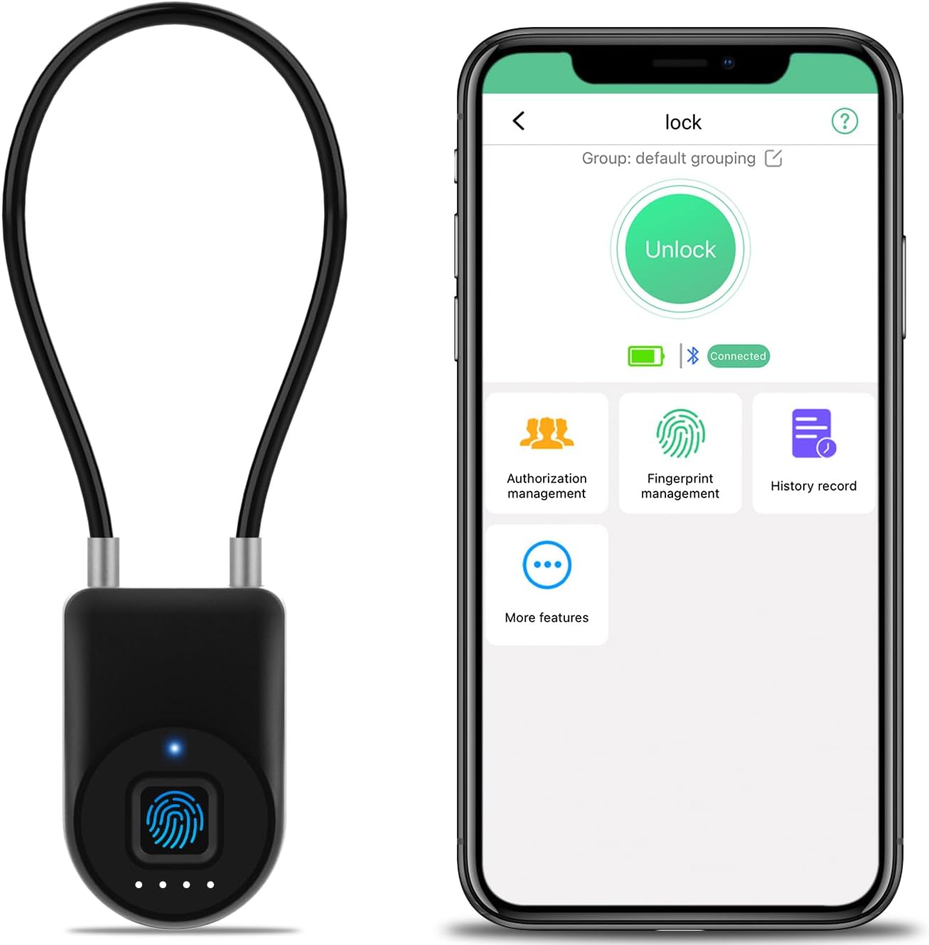 Fingerprint Cable Lock with Bluetooth APP for Smart Security