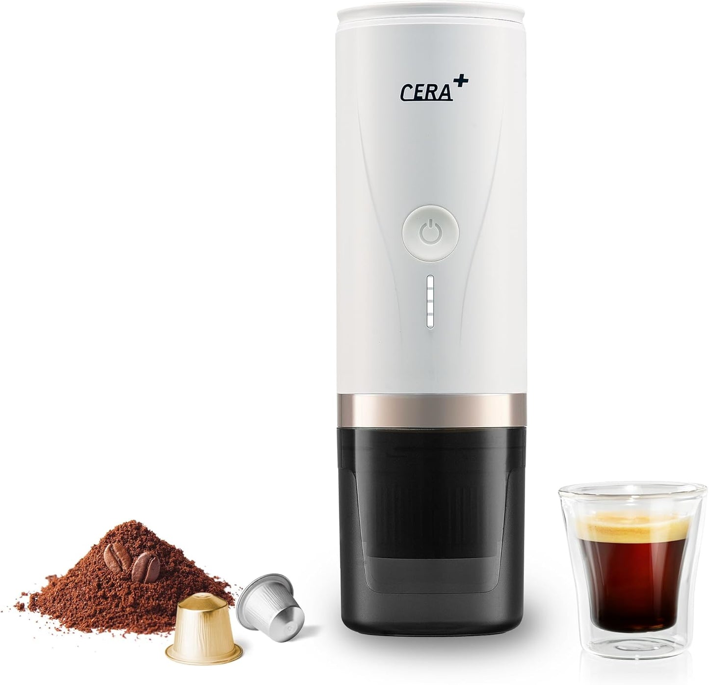 Portable Self-Heating Espresso Maker - 20 Bar Pressure, White