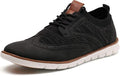 Joomra Men's Knit/Leather Wingtip Oxford Dress Shoes - Breathable