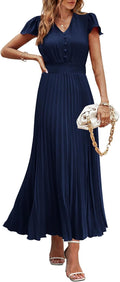 PRETTYGARDEN Women's Maxi Dress - Lightweight Pleated Summer Midi