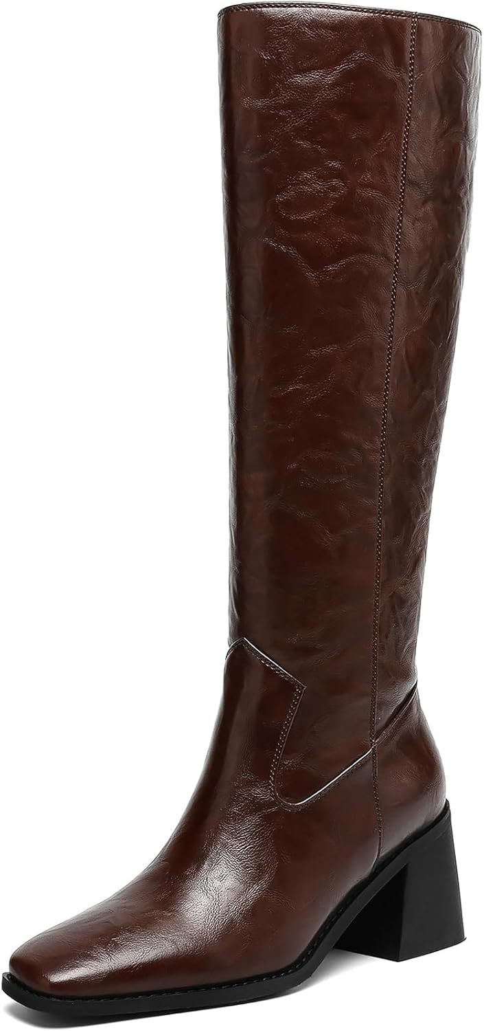 Women's Knee High Boots with Block Heels for Fall Winter Style
