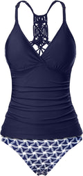 Tummy Control Two Piece Tankini Set Swimsuit - Flattering Fit