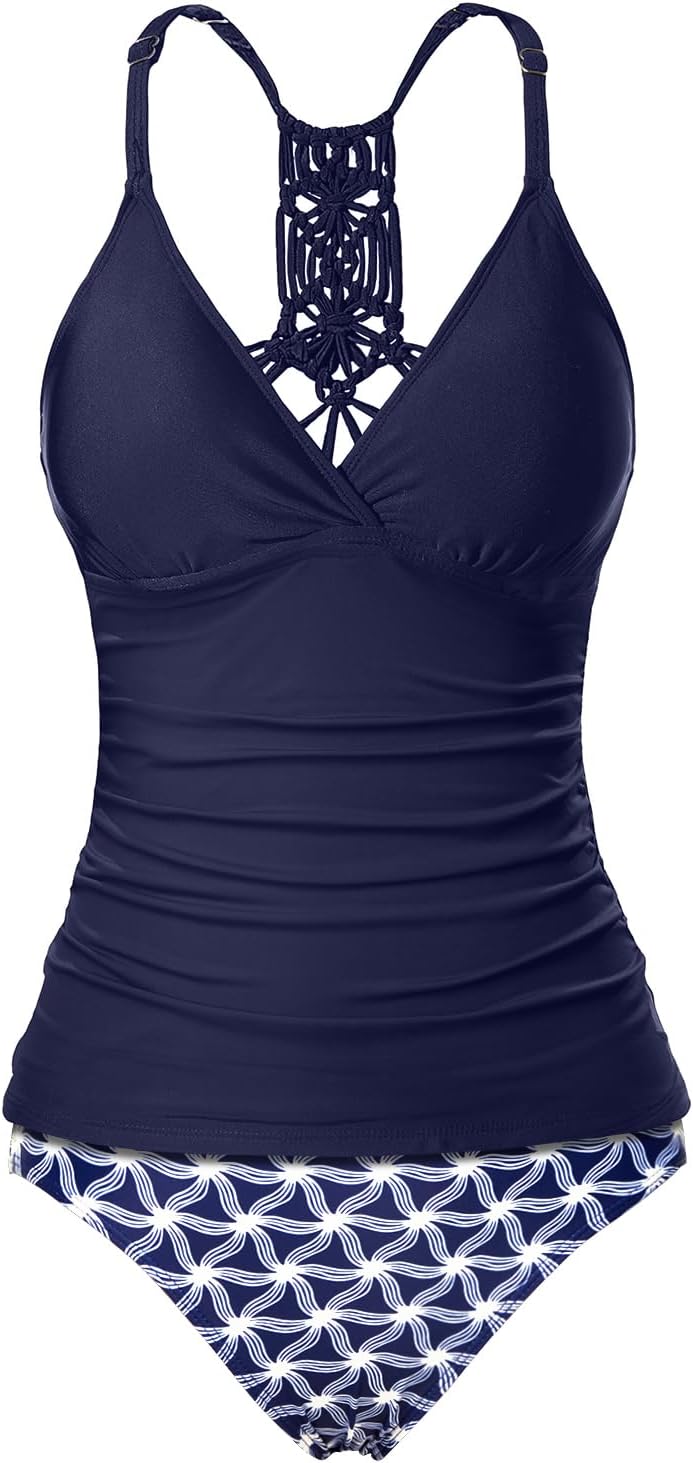 Holipick Tummy Control Two Piece Tankini Set for Women