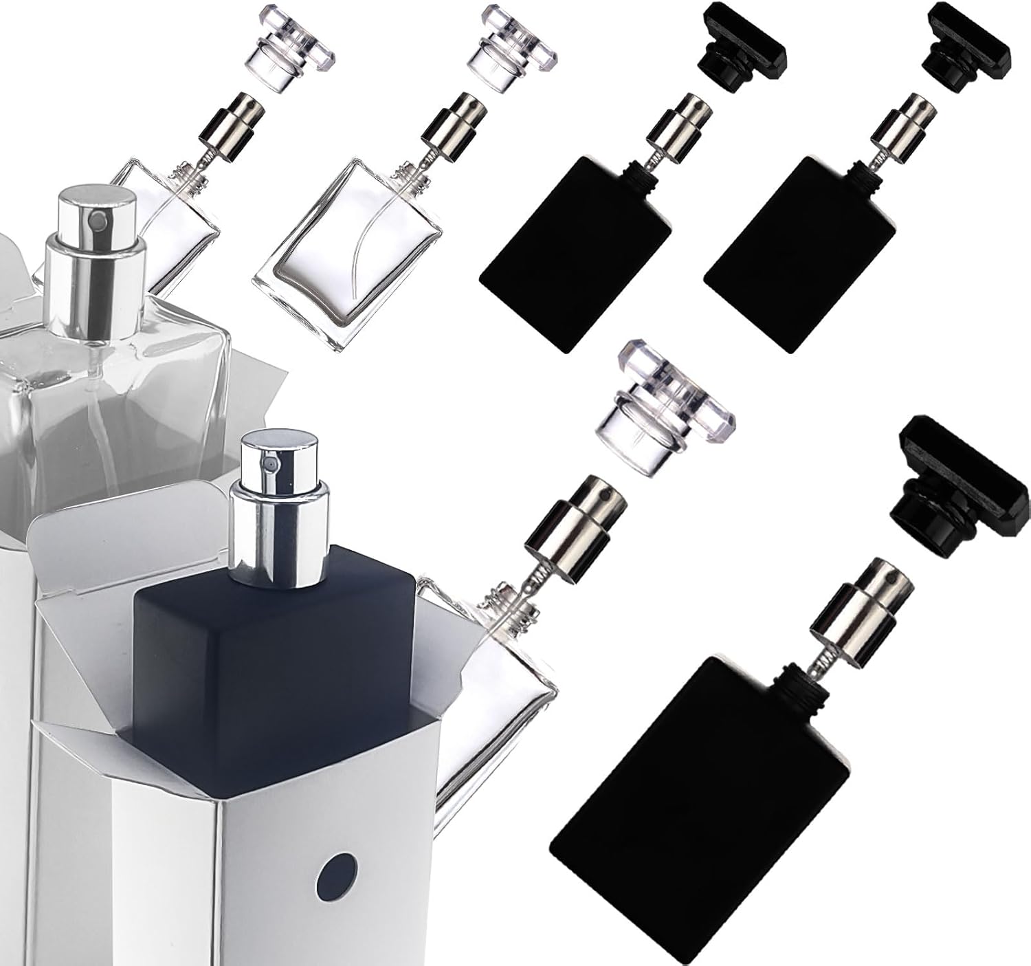 Portable Square Glass Perfume Atomizers - 30ml - 8 Pack
