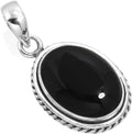 Natural Black Onyx Pendant Necklace for Women - Genuine 925 Sterling