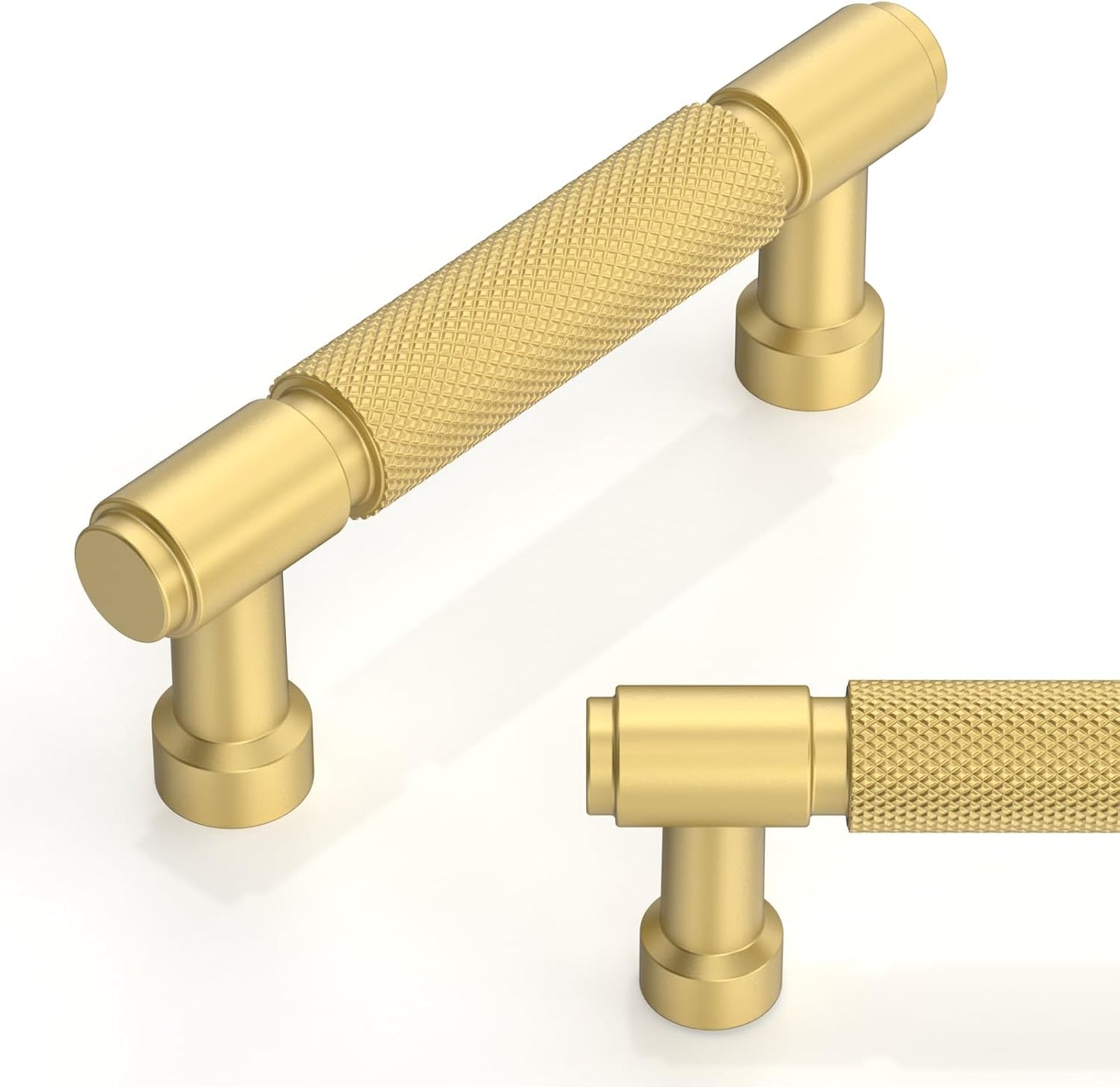 Talentedeco 10 Pack Brushed Gold Knurled Cabinet Pulls