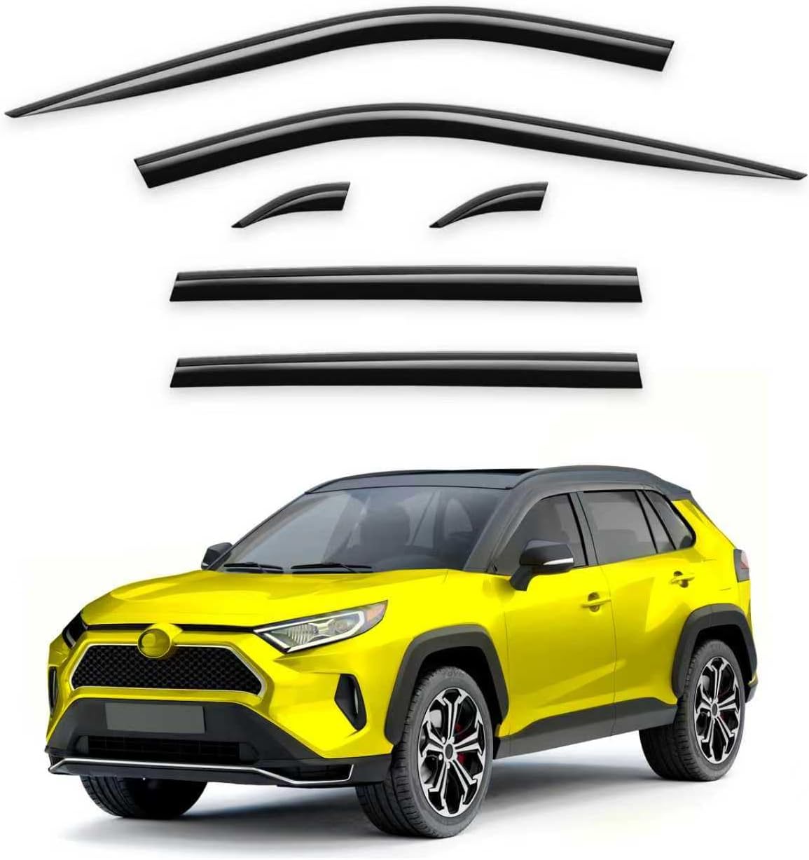 Tape-On Window Rain Guards for Toyota RAV4 2019-2025 - 6 pcs