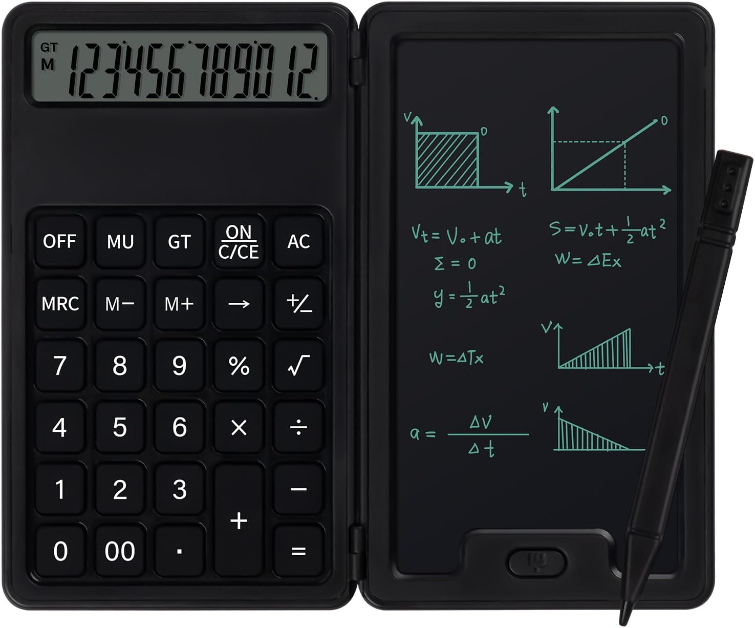 Portable 12-Digit Calculator with Notepad & Stylus for Efficient Work