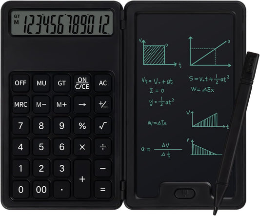 Portable 12-Digit Calculator with Notepad & Stylus for Efficient Work