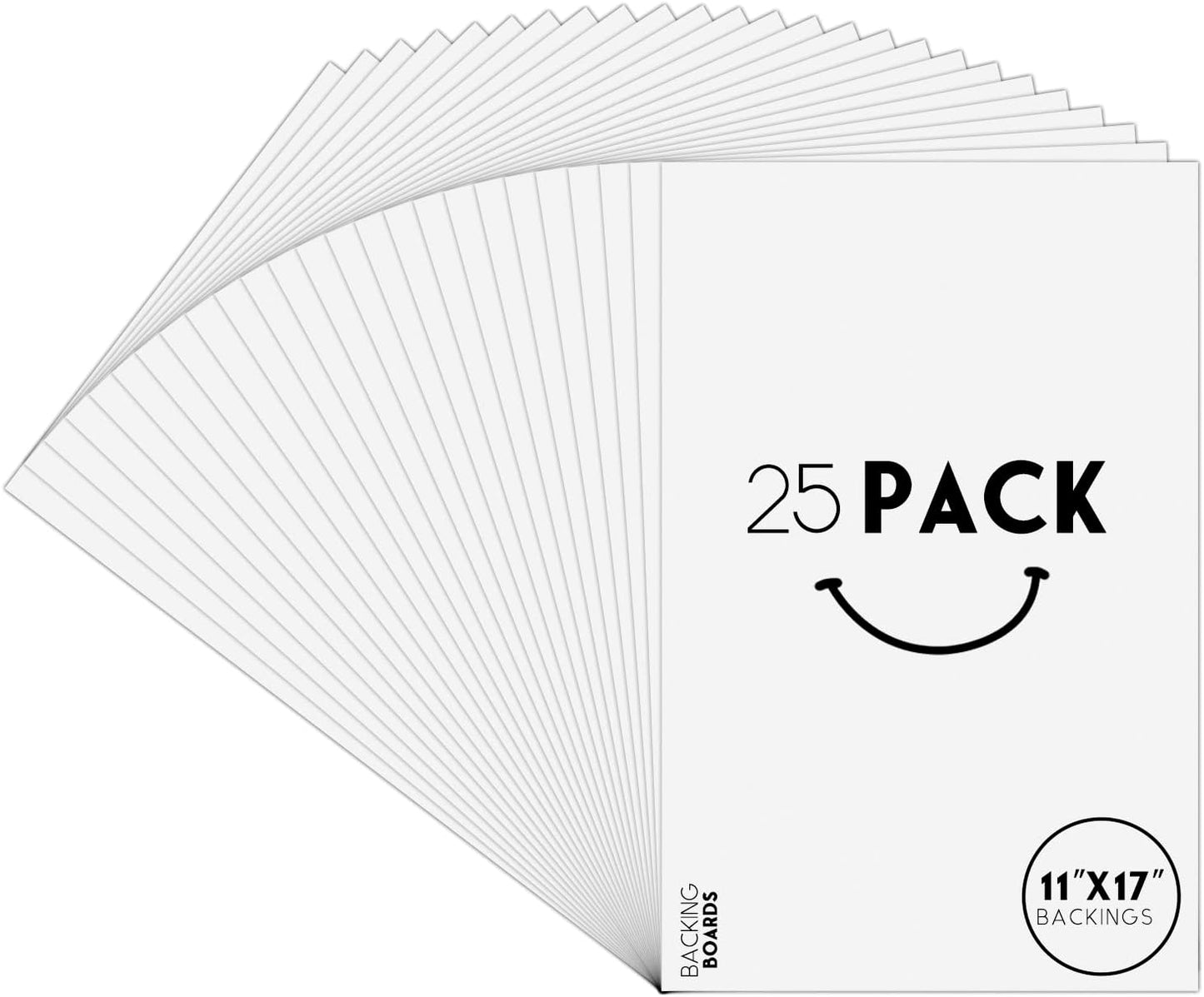 25 Pack 11x17 Bright White Backing Boards for Photos and Art